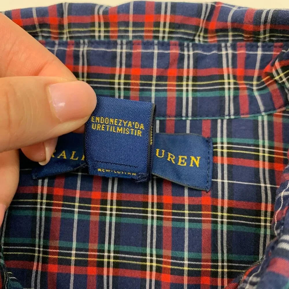 Ralph Lauren Shirt Boys‎ Youth L Large Plaid Button Down Long Sleeve Cotton